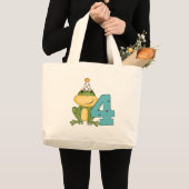 Party Frog 4th Verjaardag T-shirts en geschenken Grote Tote Bag (Voorkant (product))