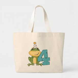 Party Frog 4th Verjaardag T-shirts en geschenken Grote Tote Bag