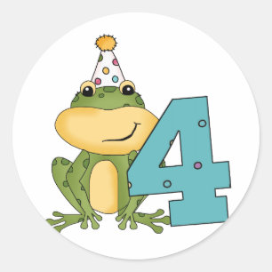 Party Frog 4th Verjaardag T-shirts en geschenken Ronde Sticker