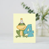 Party Frog 4th Verjaardag T-shirts en geschenken Uitnodiging Briefkaart (Staand voorkant)