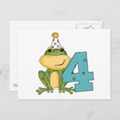 Party Frog 4th Verjaardag T-shirts en geschenken Uitnodiging Briefkaart (Voorkant / Achterkant)