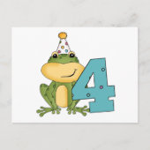 Party Frog 4th Verjaardag T-shirts en geschenken Uitnodiging Briefkaart (Voorkant)