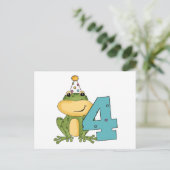 Party Frog 4th Verjaardag T-shirts en geschenken Uitnodiging Briefkaart (Staand voorkant)
