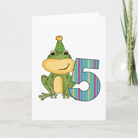 Party Frog 5e verjaardag T-shirts en geschenken Kaart (Voorkant)