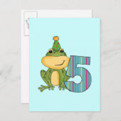 Party Frog 5e verjaardag T-shirts en geschenken Uitnodiging Briefkaart (Voorkant / Achterkant)