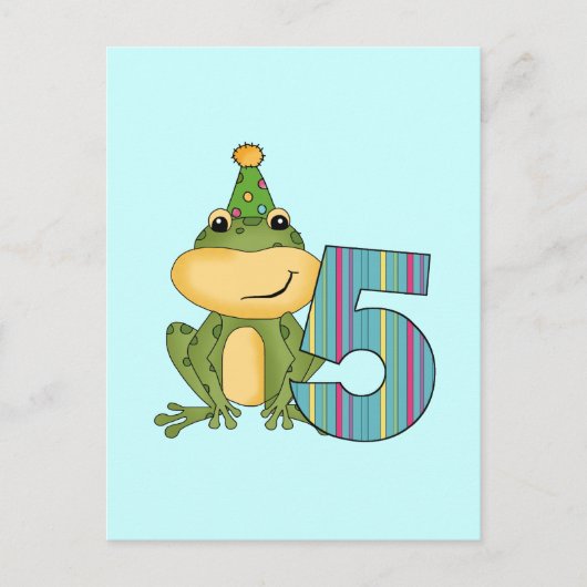 Party Frog 5e verjaardag T-shirts en geschenken Uitnodiging Briefkaart (Voorkant)