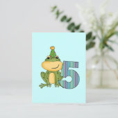 Party Frog 5e verjaardag T-shirts en geschenken Uitnodiging Briefkaart (Staand voorkant)