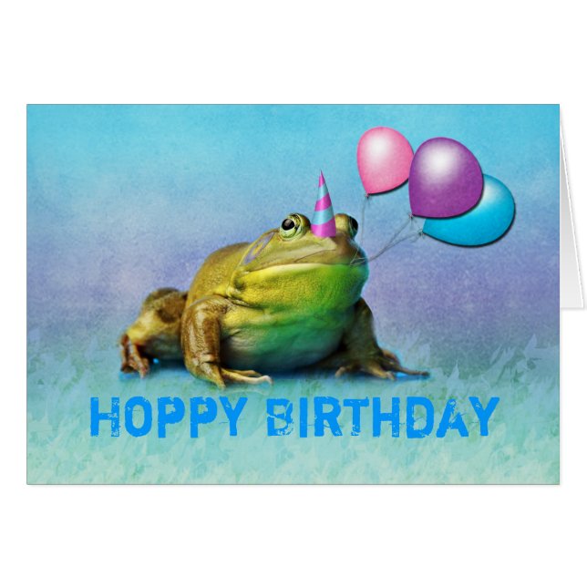 Party Frog  Birthday Card (Voorkant Horizontaal)
