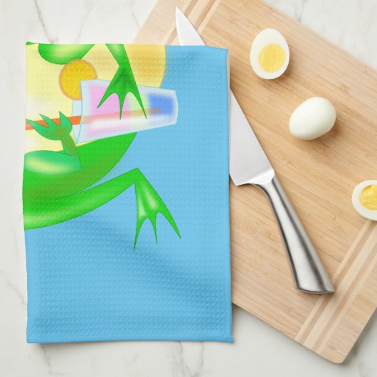 Party Frog Kitchen Towel Blue - Uw kleuren Theedoek (Quarter Fold)