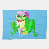 Party Frog Kitchen Towel Blue - Uw kleuren Theedoek (Horizontaal)
