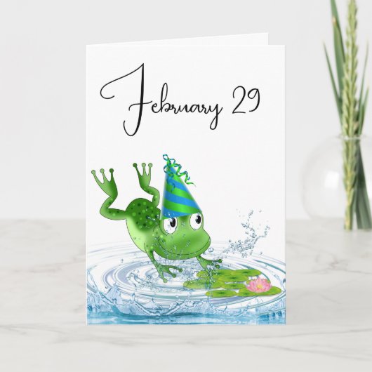 Party Frog voor Leap Year Verjaardag Kaart (Voorkant)