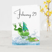 Party Frog voor Leap Year Verjaardag Kaart (Gele Bloem)