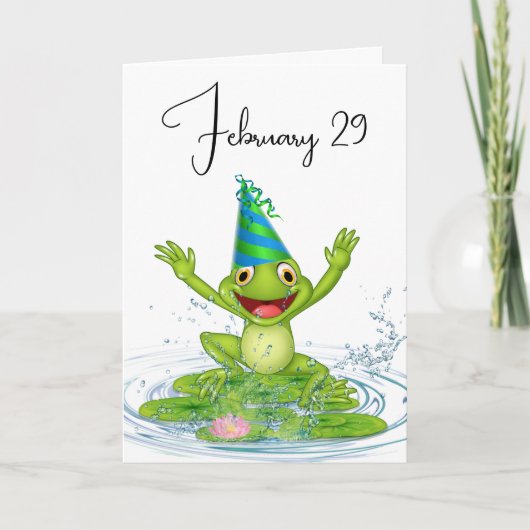 Party Frog voor Leap Year Verjaardag Kaart (Voorkant)