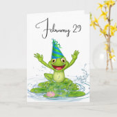 Party Frog voor Leap Year Verjaardag Kaart (Gele Bloem)