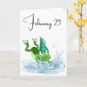 Party Frog voor Leap Year Verjaardag Kaart (Gele Bloem)