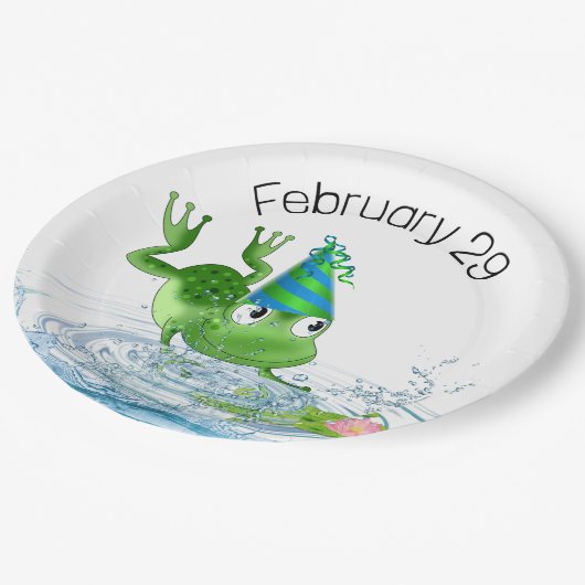 Party Frog voor Leap Year Verjaardag Papieren Bordje (Gekanteld)