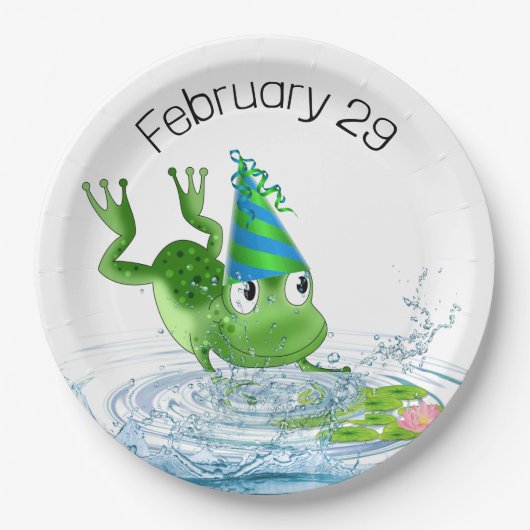 Party Frog voor Leap Year Verjaardag Papieren Bordje (Voorkant)