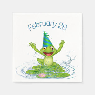 Party Frog voor Leap Year Verjaardag Servet