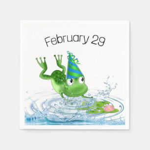 Party Frog voor Leap Year Verjaardag Servet