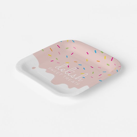 PARTY FROSTING DRUPPELS schattige regenboog sprink Papieren Bordje (Gebogen)