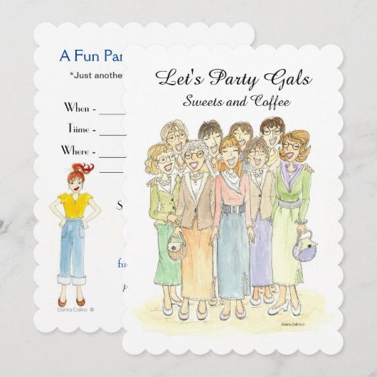 Party Gals Uitnodiging (Voorkant / Achterkant)