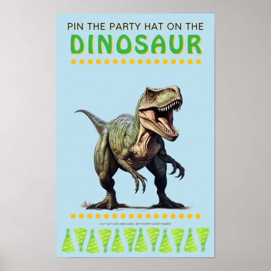 Party Game: Pin het Pet op de dinosaurus Poster (Voorkant)