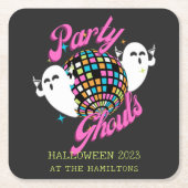 Party Ghouls Retro Halloween Ghosts Kartonnen Onderzetters (Voorkant)