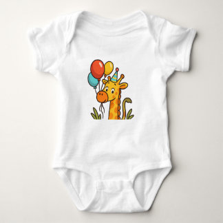 Party Giraffe Baby T-shirt met Ballonnen & Giggles