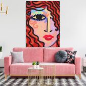 Party Girl Abstract digitaal portret van een vrouw Canvas Afdruk (Insitu (Woonkamer))