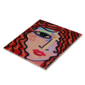 Party Girl Abstract digitaal portret van een vrouw Tegeltje (Zijkant)