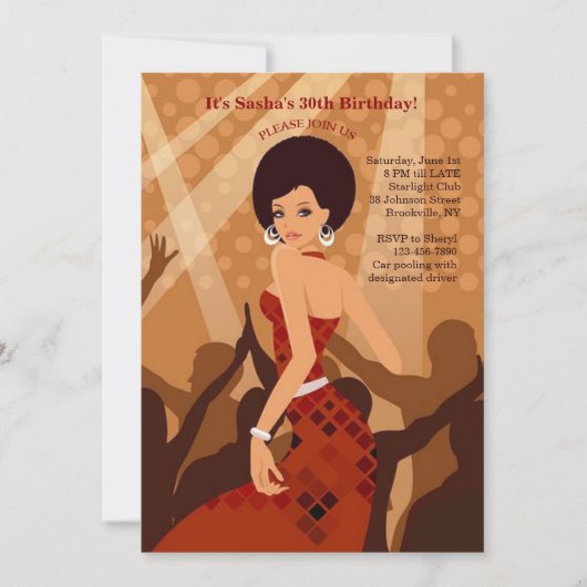Party Girl (Afro-Amerikaanse) Uitnodiging (Voorkant)