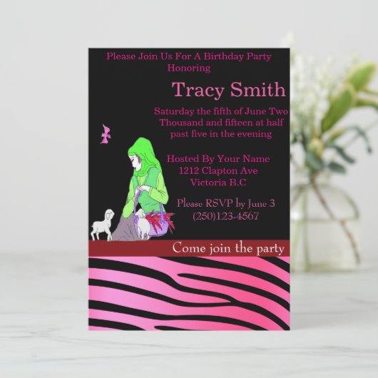 Party Girl Birthday Invitation #8 Kaart (Staand voorkant)