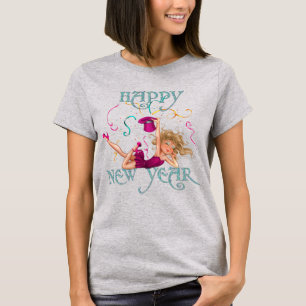Party Girl Happy New Year Glitter Tekst T-shirt