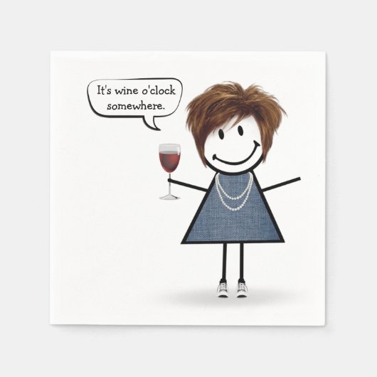 Party Girl met rode wijn Servet (Voorkant)