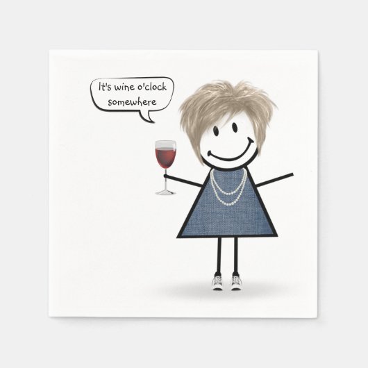Party Girl met rode wijn Servet (Voorkant)