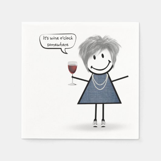 Party Girl met rode wijn Servet (Voorkant)