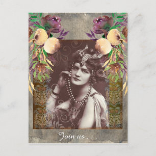  Party Girl op Victoriaans Tapestry Briefkaart