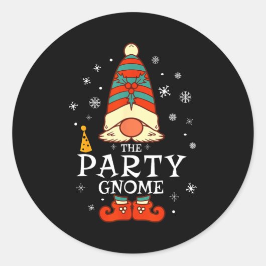Party Gnome Xmas Group Family Matching Christmas H Ronde Sticker (Voorkant)