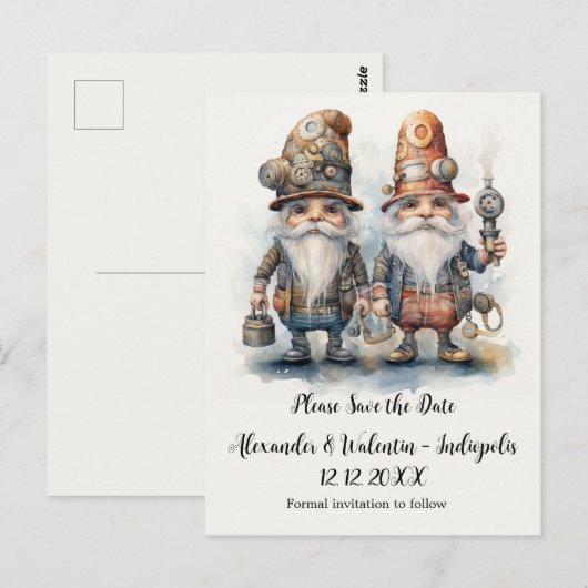 Party Gnomen Save the date Briefkaart (Voorkant / Achterkant)