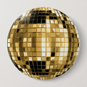 Party Gold Disco Ball Button