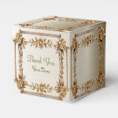 Party Gold  Rechthoek Dimond Flowers Shiny Bedankdoosjes (Voorkant Zijde)