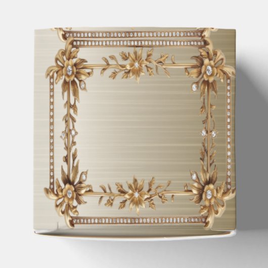 Party Gold  Rechthoek Dimond Flowers Shiny Bedankdoosjes (Bovenkant)