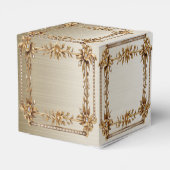 Party Gold  Rechthoek Dimond Flowers Shiny Bedankdoosjes (Achterkant)