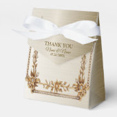 Party Gold Rechthoek Dimond Flowers Shiny Bedankdoosjes (Voorkant Zijde)