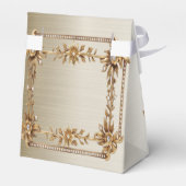 Party Gold  Rechthoek Dimond Flowers Shiny Bedankdoosjes (Achterkant)