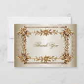 Party Gold Rechthoek Dimond Flowers Shiny Bedankkaart (Voorkant)