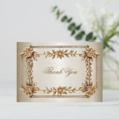 Party Gold Rechthoek Dimond Flowers Shiny Bedankkaart (Staand voorkant)