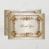Party Gold Rechthoek Dimond Flowers Shiny Bedankkaart (Voorkant / Achterkant)