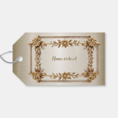 Party Gold  Rechthoek Dimond Flowers Shiny Cadeaulabel (Achterkant Horizontaal)