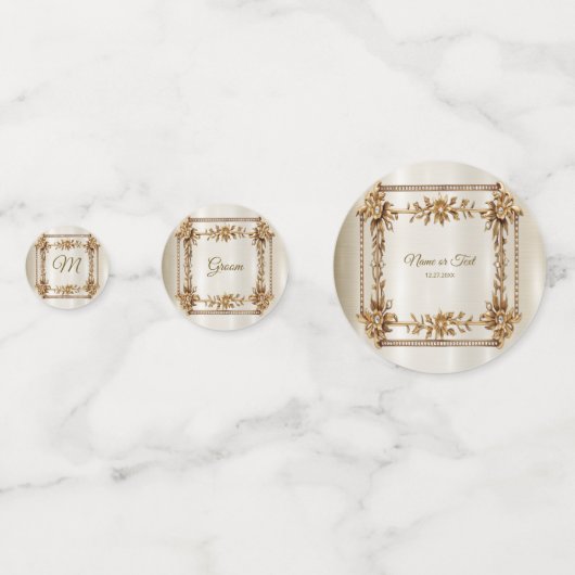 Party Gold  Rechthoek Dimond Flowers Shiny Confetti (Achterkanten)